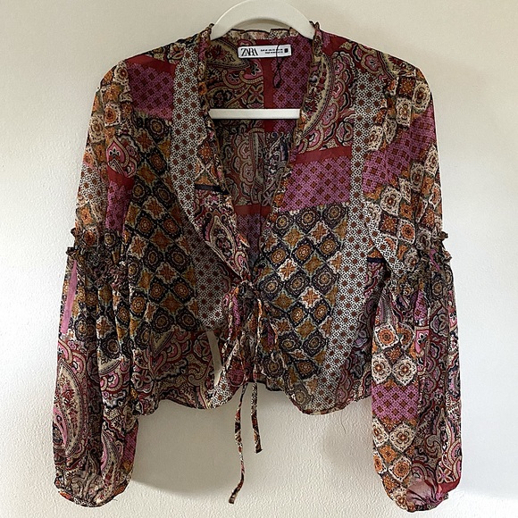 Zara Tops - Zara Boho Chic Tie Cropped Top
